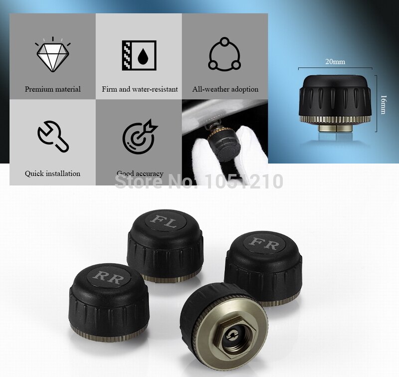 Ouchuangbo TPMS Reifen Druck Überwachung System mit 4 Externe Sensor Reifendruck Alarm unterstützung USB Hafen