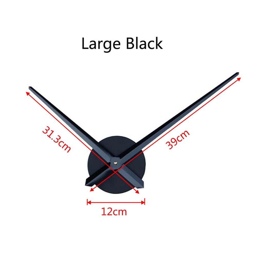 Large Wall Clock Movement Mechanism Clockwork with Clock Hand Needle for DIY 3D Mirror Wall Clock Replacement Accessories Parts: Black L