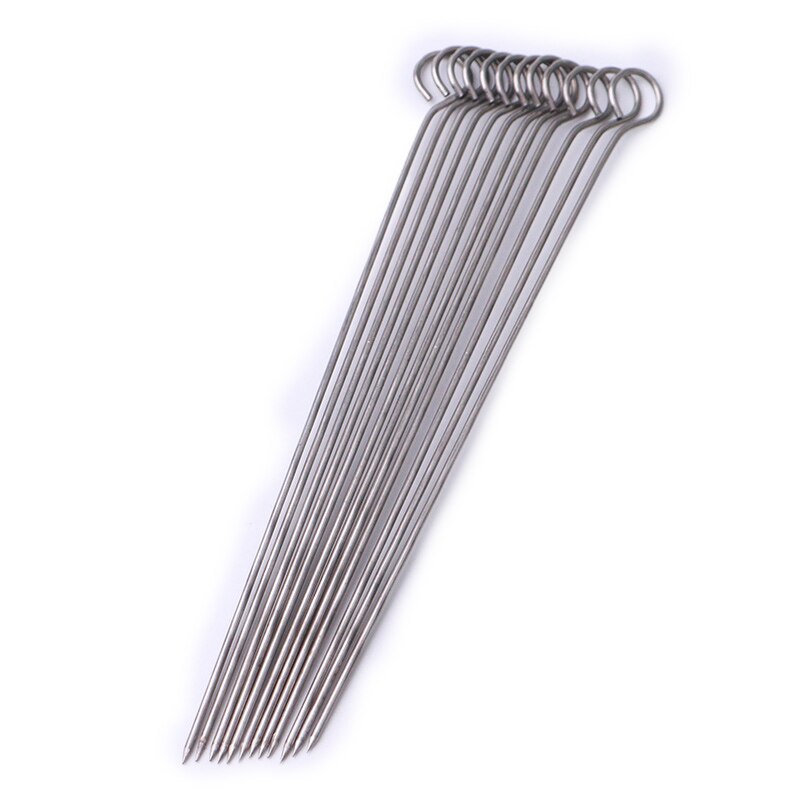 Brochettes de barbecue en acier inoxydable, pour Camping en plein air, outils de pique-nique, rôtissoire, 12 pièces