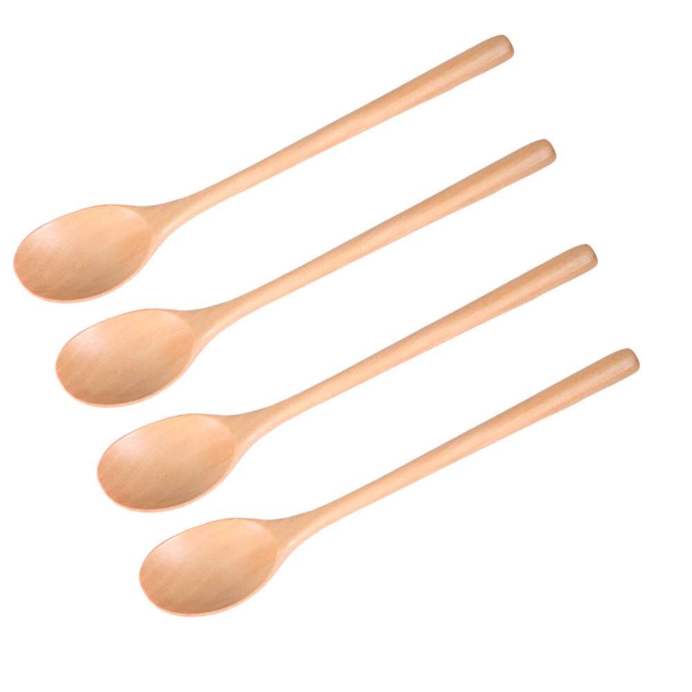 4 Stuks Houten Lepels Lange Steel Roeren Lepels Draagbare Eten Mengen Soep Lepels Eco Vriendelijke Tafel Lepels Home Keuken Utensi