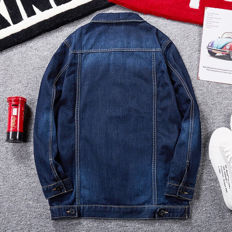 Plus Size 5XL 8XL Jean Jas Voor Mannen Klassieke Toevallige Losse Denim Jas En Najaar Blue heren Jas