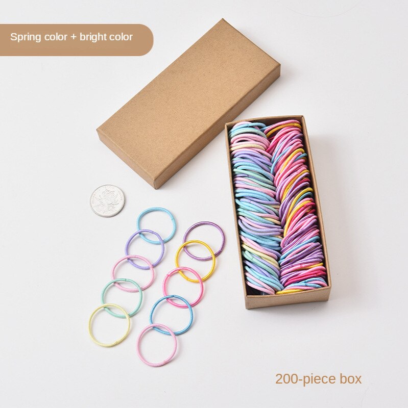 Kinderen Rubber Haarband Niet-Wegwerp Haarband Boxed Baby Kleine Nummer Meisjes Haarband Meisje Haar Accessoires Hoofdtooi: Bright 100   Spring 100