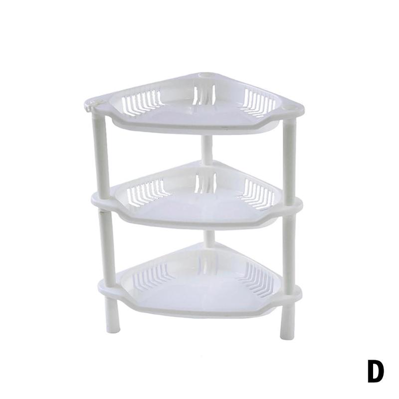 3 Layers Kitchen Organizer Storage Rack Plastic Assembled Sundries Storage Holder Bathroom Shelf Home Organization: White 2