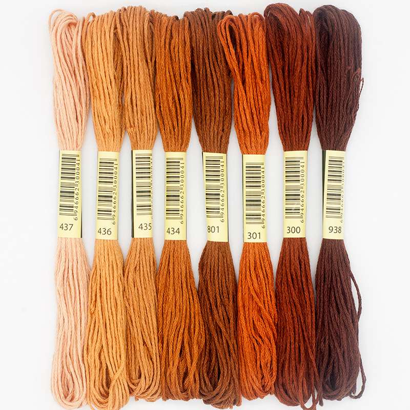Hilo de punto de cruz de algodón, madejas de costura, manualidades, Color degradado, 8 estilos únicos: Verde