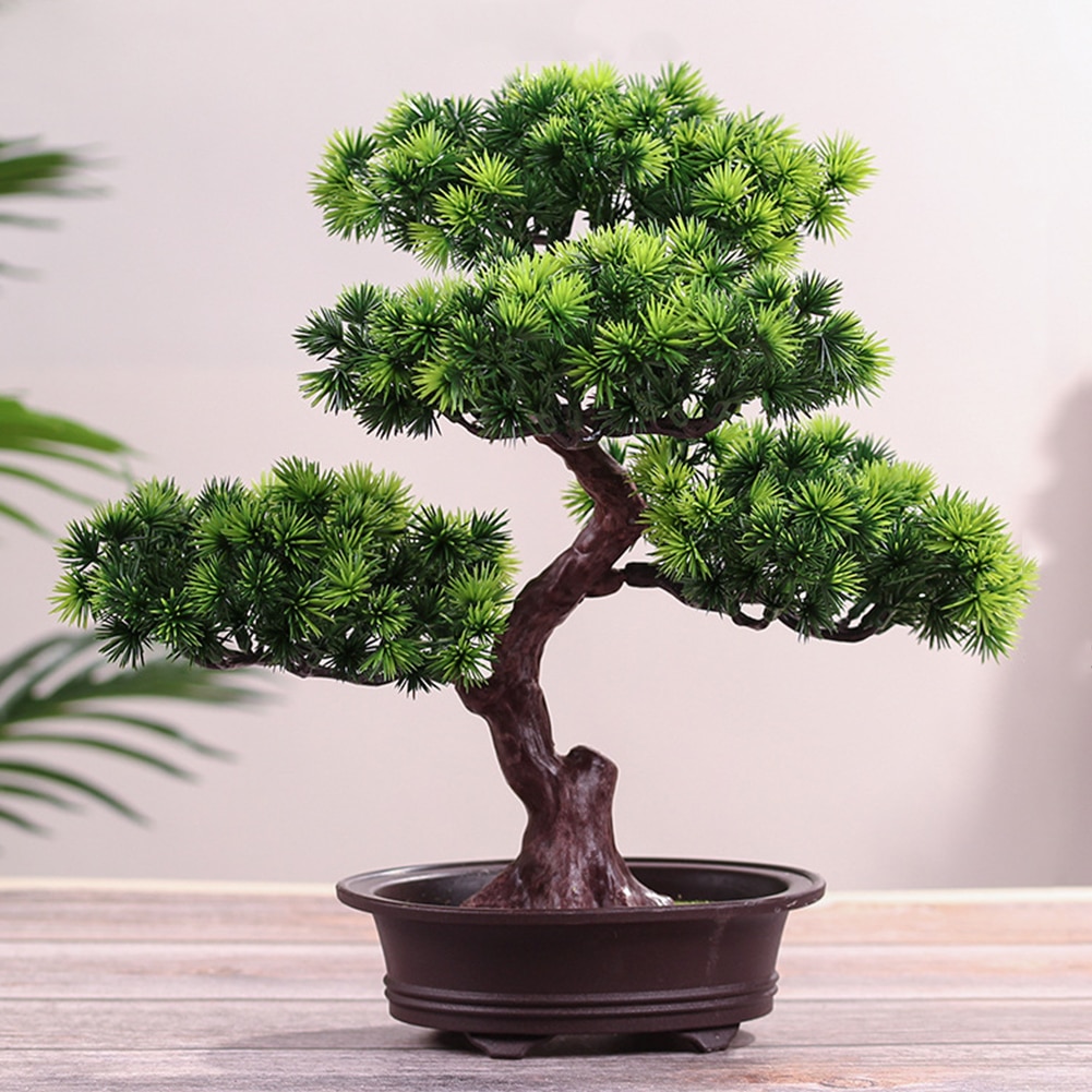 Adorno de bricolaje realista de oficina Simple Festival decorativo Bonsai Pino árbol Artificial simulación casa accesorios en maceta planta