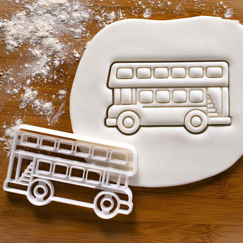 Molde de ingeniería de dibujos animados para galletas, cortador de galletas, glaseado de Fondant, de Tractor, de mantequilla y camión de bomberos: Double-decker bus