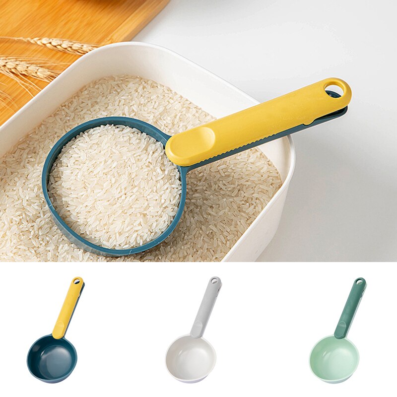 Kitchen Rice Scoop Home Rice Shove Plastic Spoon Rice Measuring Cup Flour Spoon With Clip Home Spoon Utensils Cooking Accessorie