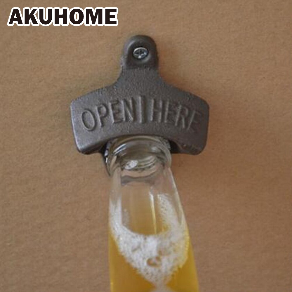 Metal Iron Wall Mounted Bottle Opener with Two Srews Bar Accessories AKUHOME