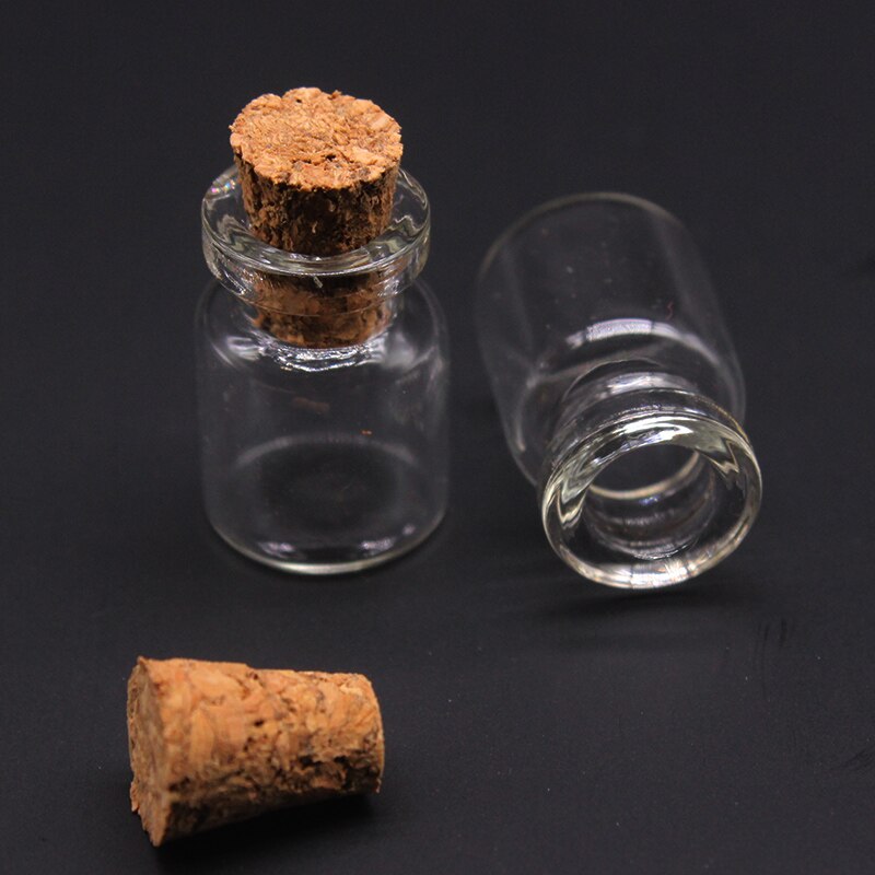 Unis-frascos de vidrio pequeños, 100 ml, 11x18mm, bonitos, Mini frascos de corcho de deseos, botellas de vidrio, frascos de tamaño libre, 0,5