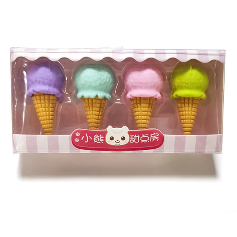 Dessert Erasers Set Mini Rabbit Lollipop Icecream Popsicle Donuts Rubber Pencil Eraser for Kids Funny School Student 4pcs: 2