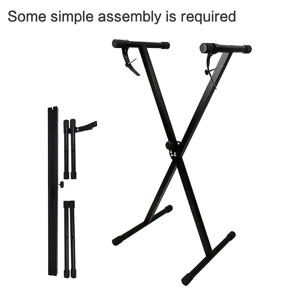 Folding Piano Keyboard Stand Bracket X-Style Heavy Duty Metal Material with Rubber Caps for Digital Piano MIDI Keyboard