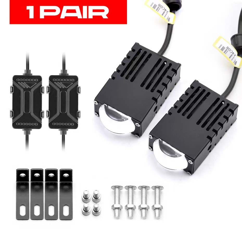 Faros antiniebla Led para parachoques, lente de proyector, Mini luz de conducción, luces auxiliares para focos de motocicleta y coche 6500K3000k10V-80V: Cristal azul