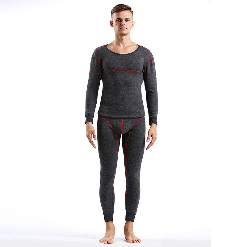 Ropa interior térmica para hombre, conjuntos de Calzoncillos largos, medias térmicas de algodón, ropa interior de compresión larga para invierno: D Dark Gray / XXL