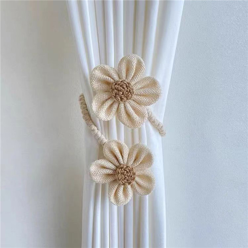 Cortina de flores, lazo magnético, respaldos de cuerda, Clips de hebilla, accesorios, varillas, accesorios, soporte de gancho, decoraciones para el hogar: Blanco