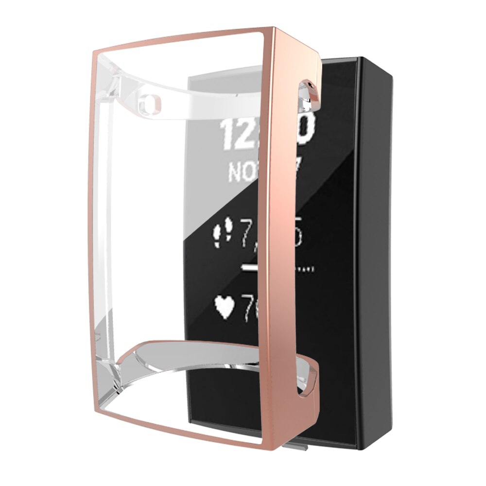 Tpu Screen Protector Case Voor Fitbit Lading 4 3 Horloge Cover Charge4 Flexibele Bumper Krasbestendig Lichtgewicht Dunne Shell: Rose gold / For Charge 3