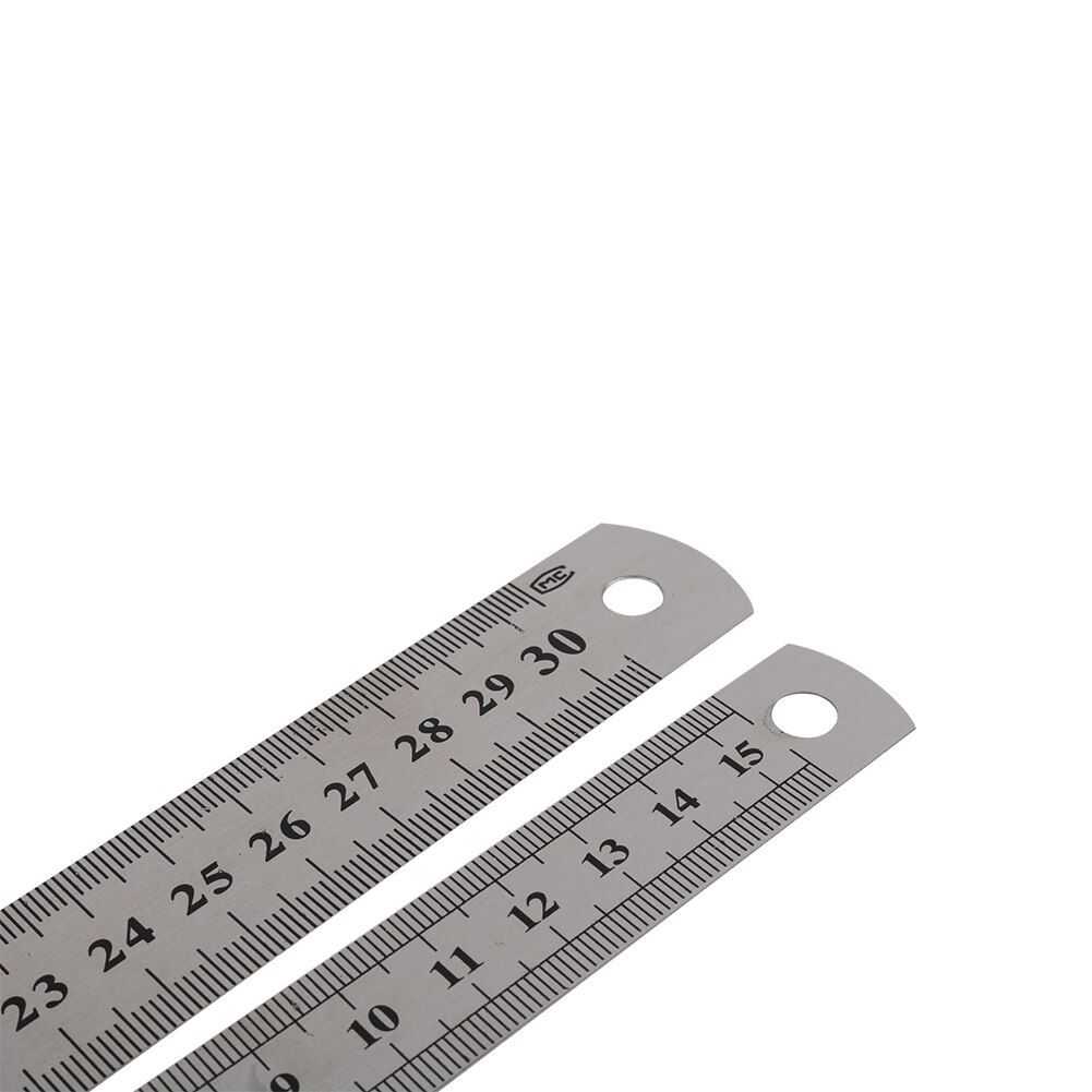 Dobbelt side rustfrit stål lige lineal metrisk regel præcisionsmåleværktøj 15cm/6 tommer 30cm/12 tommer skolekontorartikler