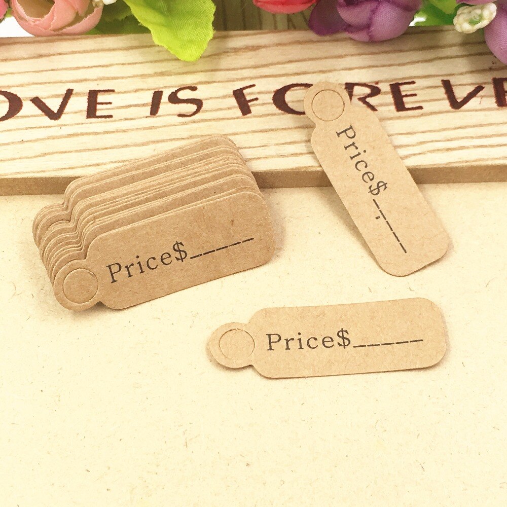 100 pcs 4.5x1.5cm price tag Kraft paper tag DIY kraft label paper