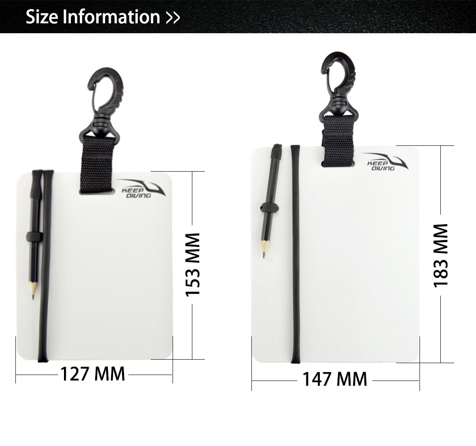 HOUDEN DUIKEN Onderwater Schrijven Slate Duiken Wordpad Gear Board met Swivel Clip en Potlood voor Water Sport Duiken Zwemmen