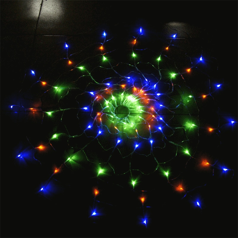 1.2m 120 lysdioder 8 tilstande  ac 220v farverige edderkoppespind led fe string lys festival fest layout hotel lysekrone net lys