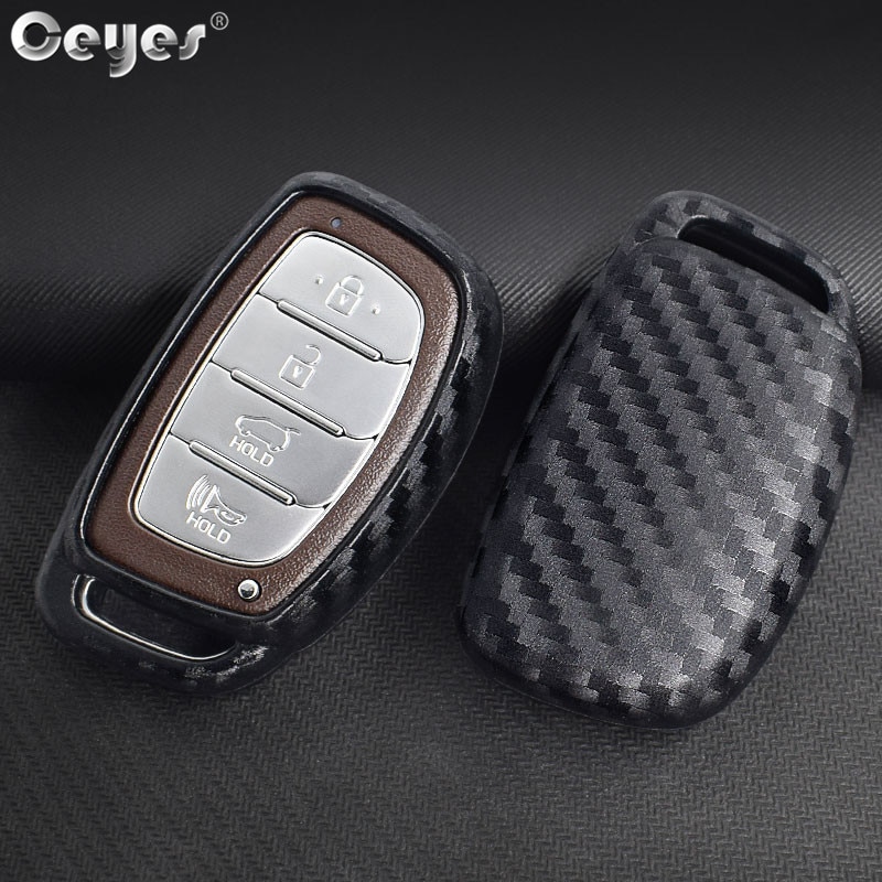Ceyes Auto Koolstofvezel Smart Key Covers Accessoires Styling Case Voor Hyundai Verna Sonata Elantra Tucson Auto Bescherming Shell