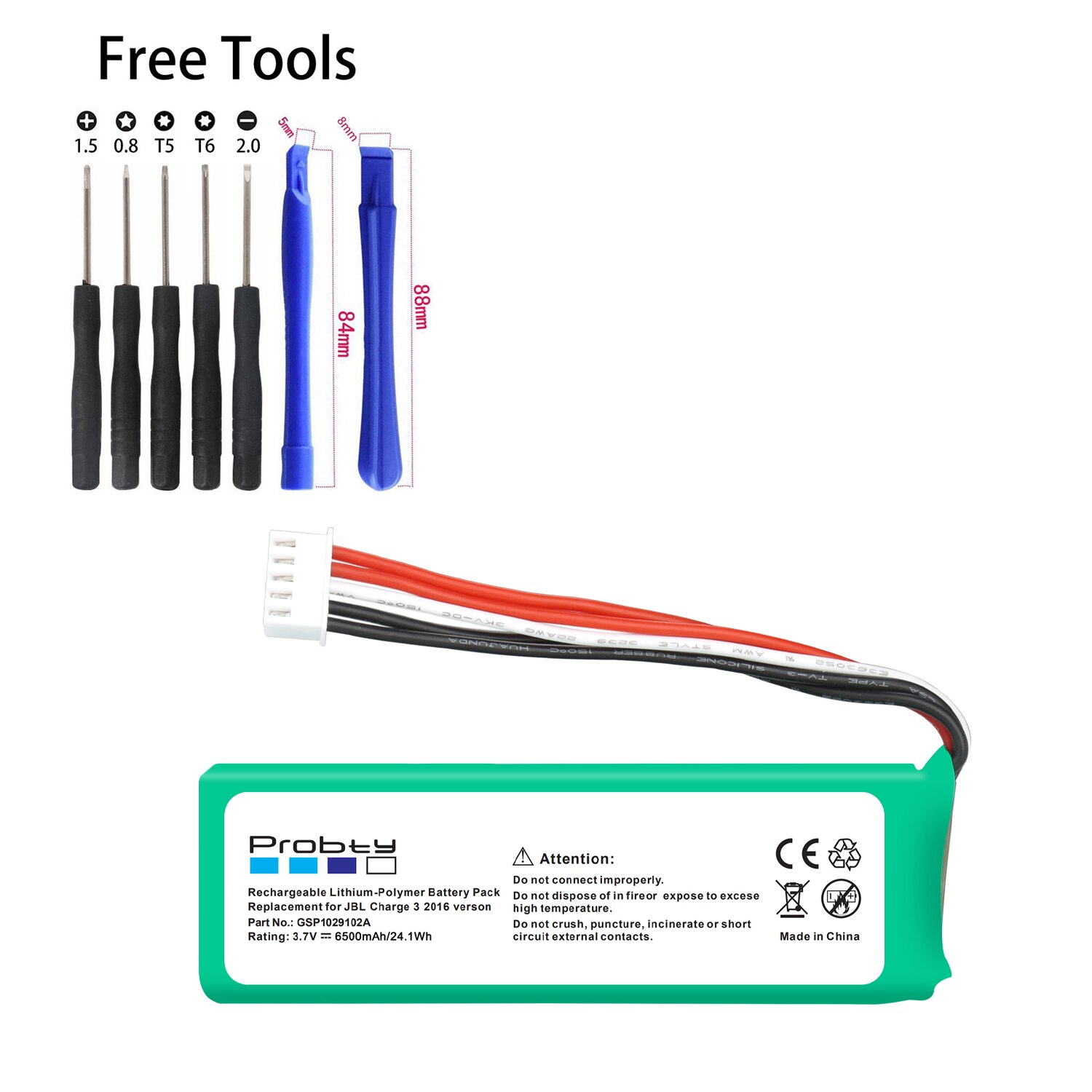 For JBL Charge 3 Charge3 6500mAh Battery GSP1029102A +Teardown tool