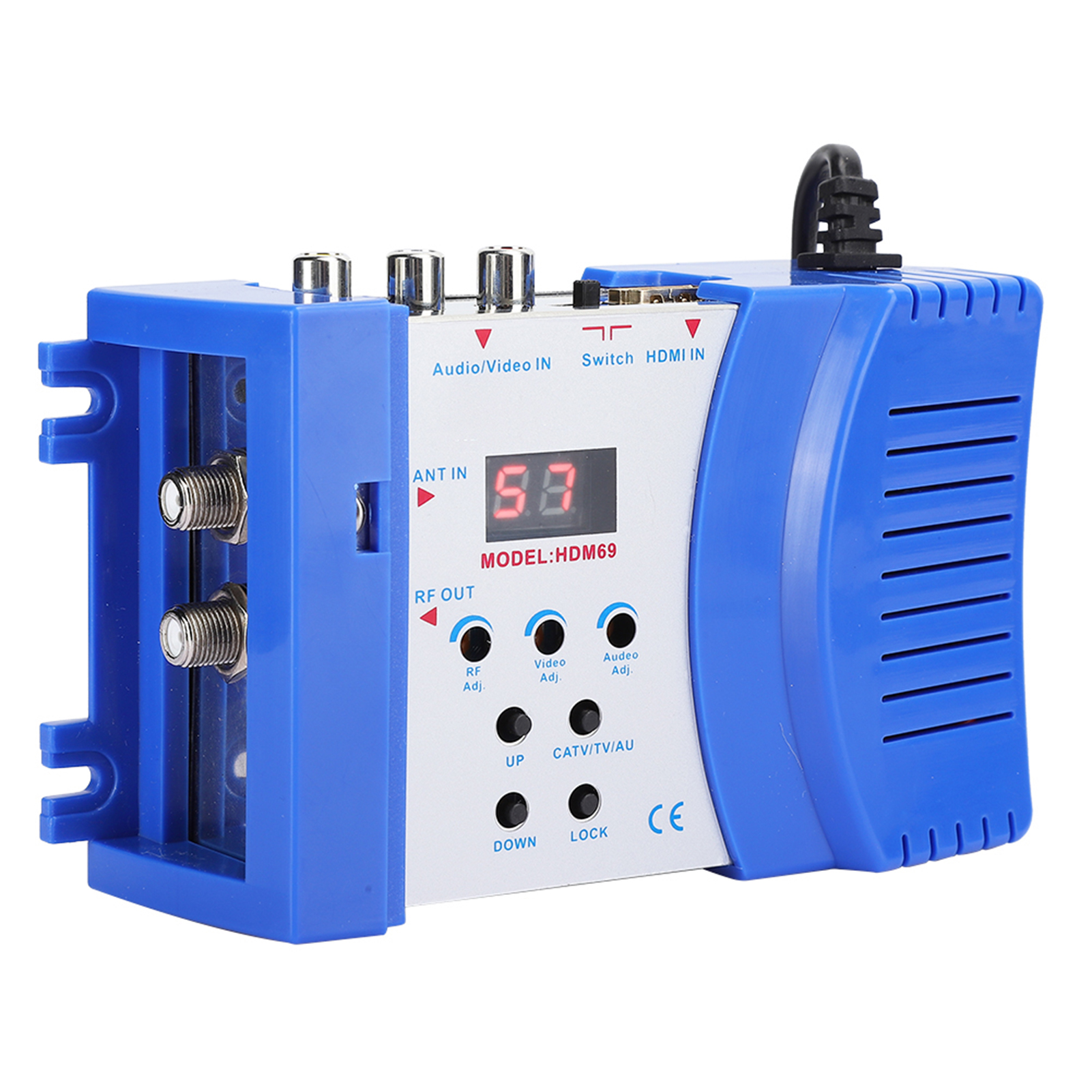 Modulador compatível com HDMI, conversor AV para RF, VHF UHF PAL, saída do formato de TV padrão, modulador portátil, plug EU, HDM69, 100-240V