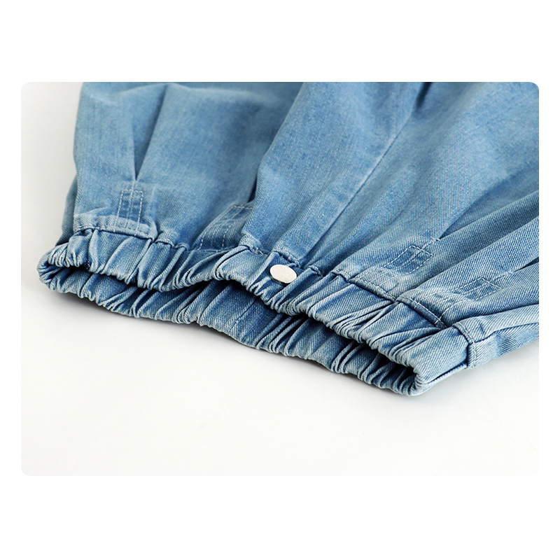 Pantaloni per adolescenti pantaloncini pieghettati lavati elastici per bambini estivi per ragazze pantaloncini per ragazze di moda bambini blu pantaloni corti Jeant vestiti