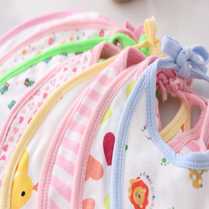 6 teil/los 0-1 jahre baby Heiße Neue 100% baumwolle weiche unisex solide komfortable cartoon-muster lätzchen zufällig
