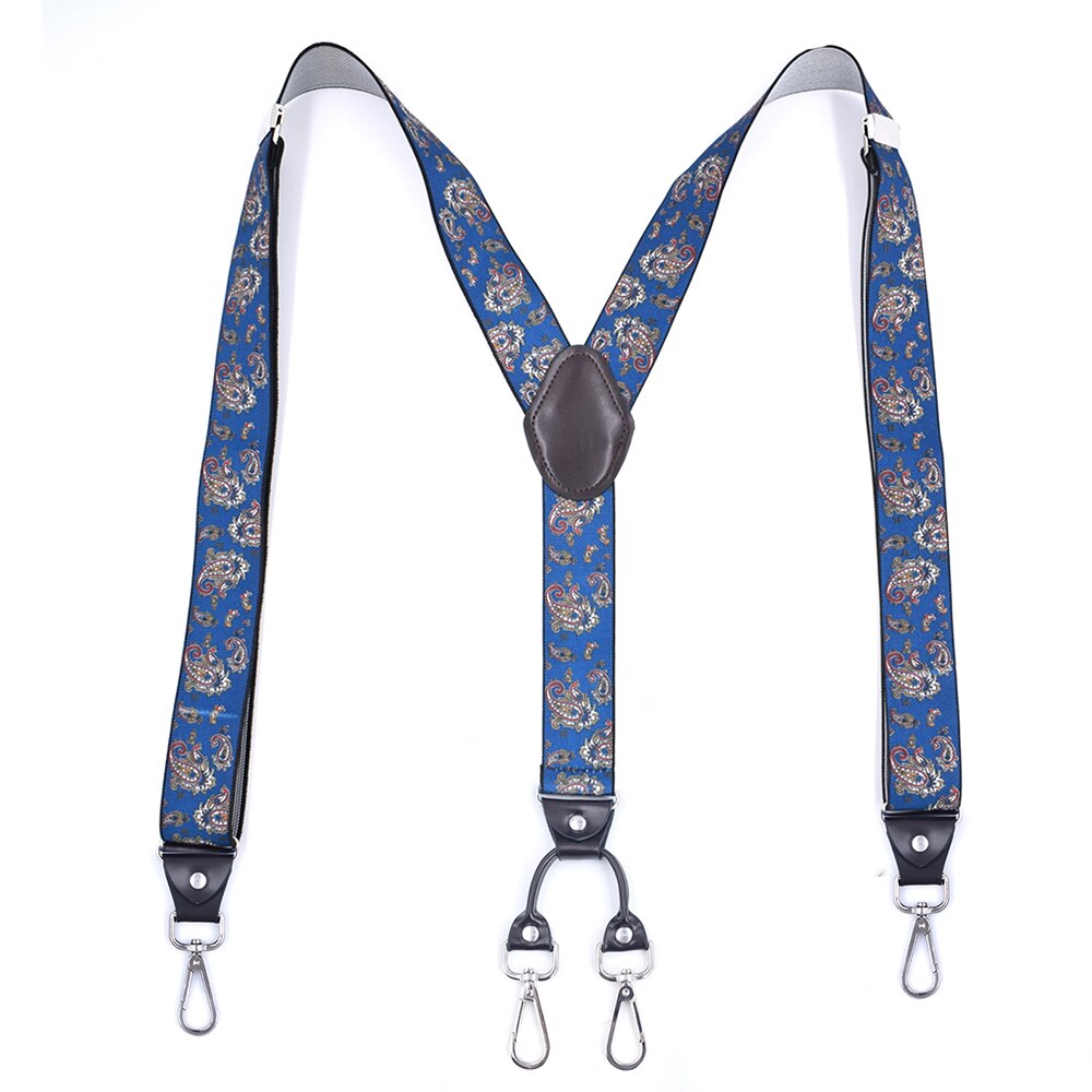 Heavy Duty Bretels Met Swivel Haken Voor Vrouwen Mannen Werken Y-Back Big Tall Verstelbare Elastische Broek Bretels Strap riem-Zwart: Blue Paisley