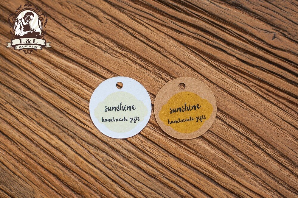 Y5 200 pcs 3.5cm round kraft/white paper tag Clothing labels, custom labels, high-end dress labels,Shape optional