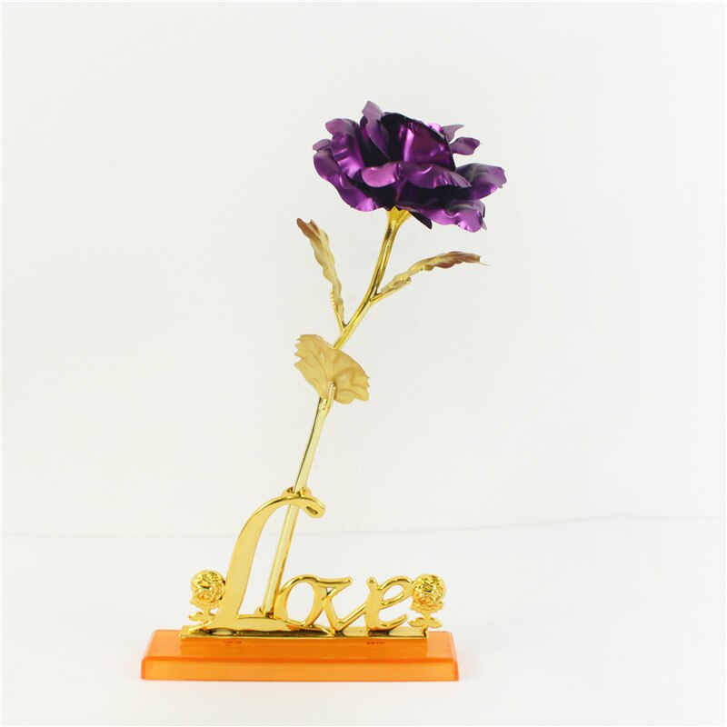 Galaxy Rose Eternal 24K Gold Flower Foil Plastic Artificial Roses Valentines Day Beauty Golden Flowers for Wedding Decor: DARK GRAY
