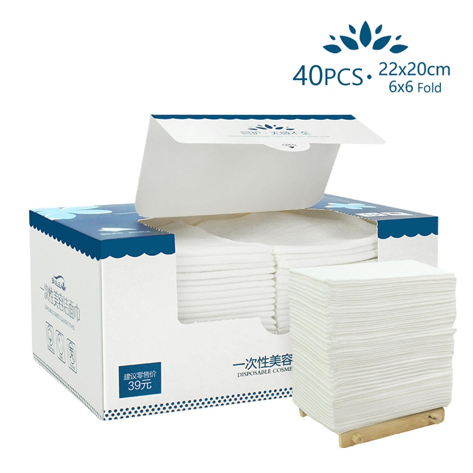 Luxury Disposable Face Cloths Towel Cotton Wash Infection Control Supersoft Cotton Disposable Wet And Dry Towel: Plain Weave 40pcs