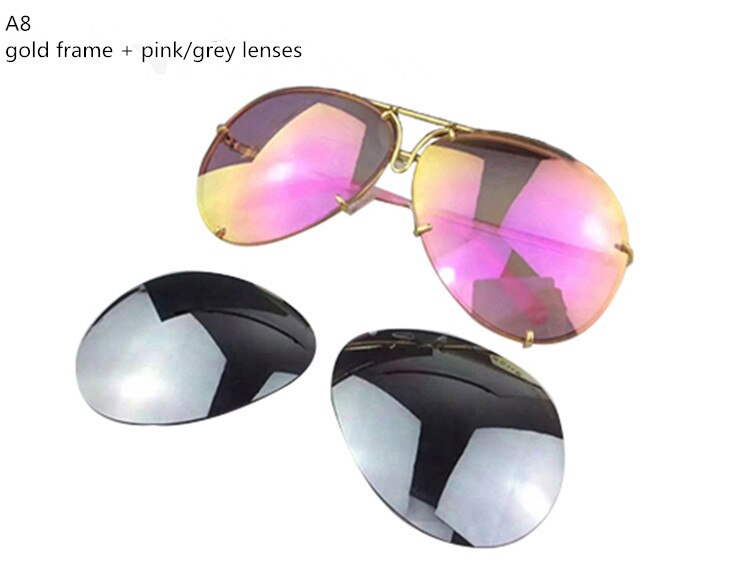 Brand eyewear men women P8478 cool summer style sunglasses sun glasses interchangeable lens 8478 with glasses case car: A8