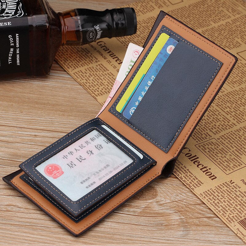 wallet Short vertical Male Coin Purse casual multi-function card Holders bag zipper buckle triangle folding