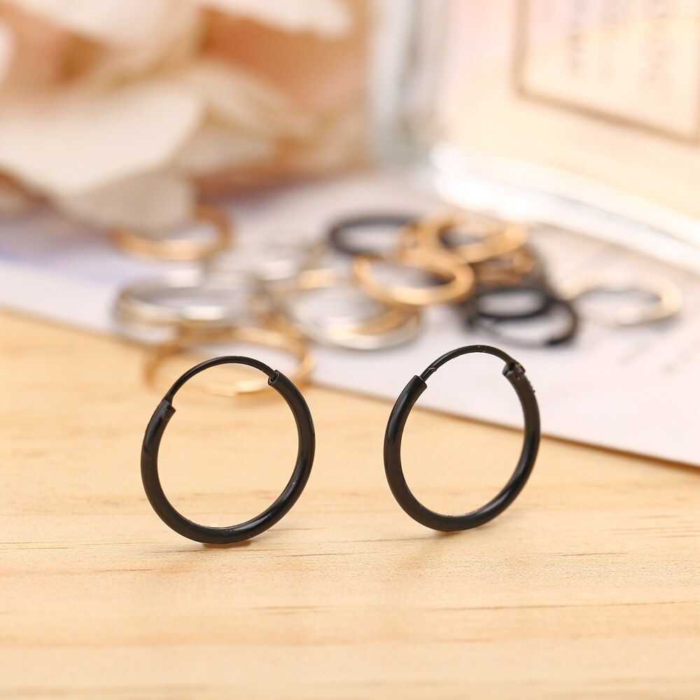 Kleine Hoepel Oorbellen Voor Vrouwen Punk Goud/Zwarte Kleur Ronde Cirkel Earring Ear Ring Piercing Clip Oorbellen Sieraden brincos