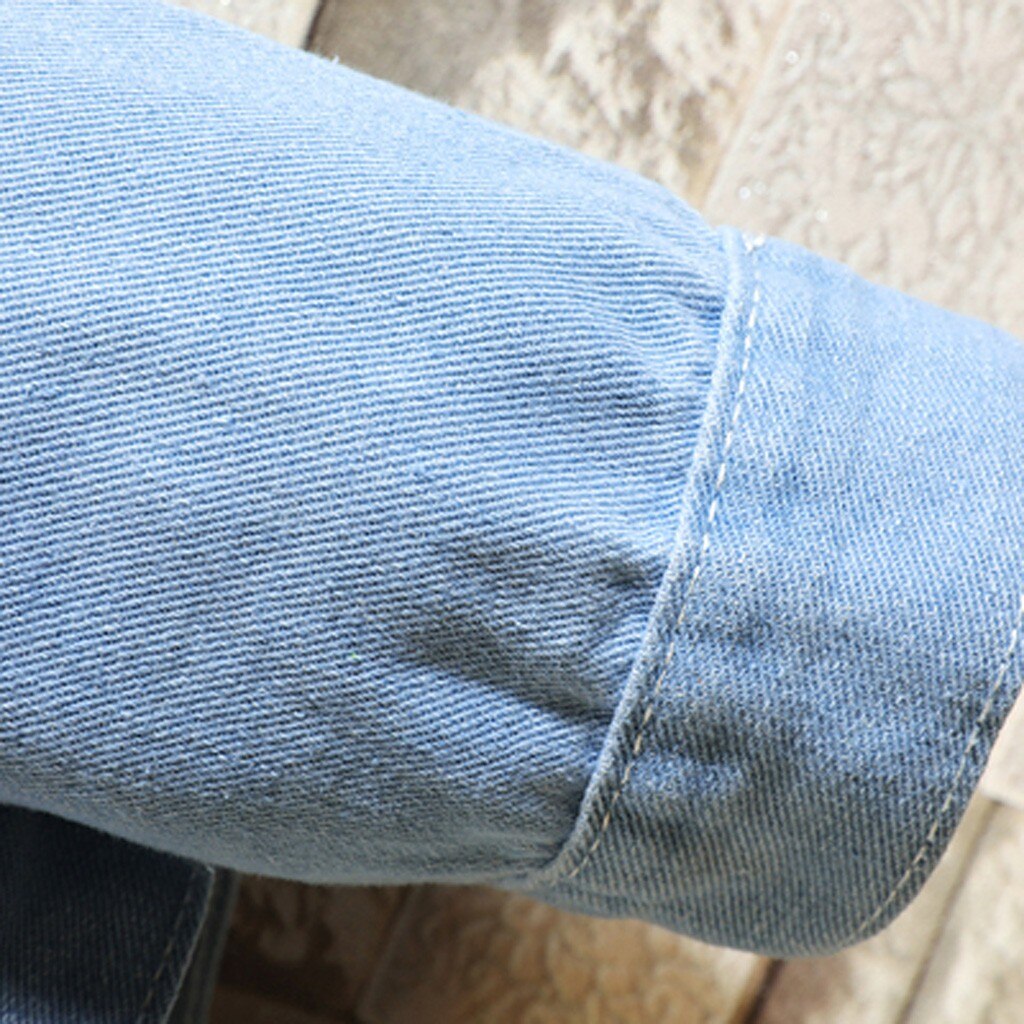 Mænd vinterjakke efterår vinter casual langærmet denimjakke cool hole frakker