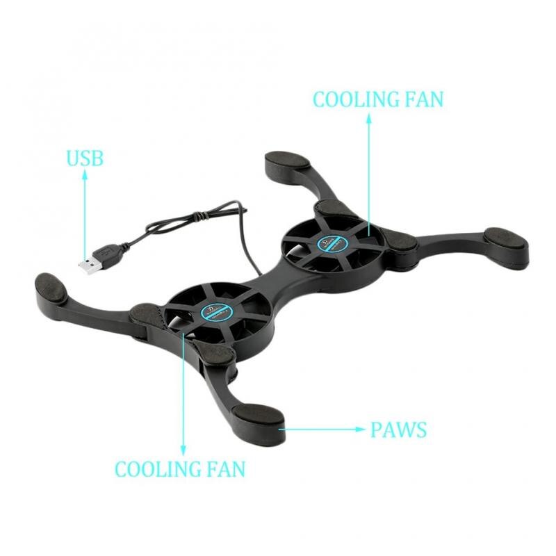 For 7-15" Laptop PC Foldable Cooling Pad Mini USB Cooling Fan Octopus Notebook Cooler Pad Radiator Dual Fans Cooler