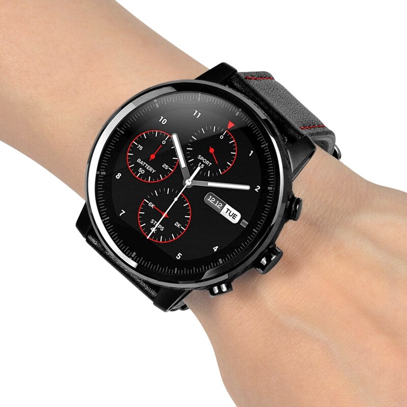 Correa de reloj YUEDAER 22MM para Xiaomi AMAZFIT Pace Stratos 2 Correa de cuero para Amazfit GTR 47 47MM pulsera suave