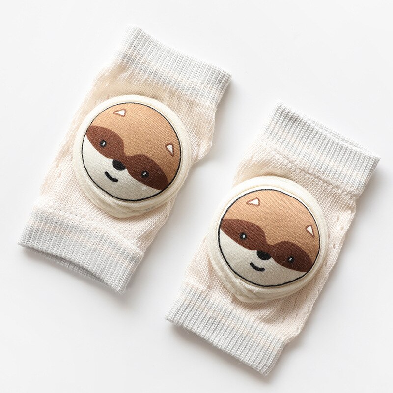 0-3Years Baby Knee Pads Infant Non Slip Crawling Elbow Cartoon Animal Mesh Breathable Kneepads Protector Toddler Safety Cushion: Raccoon