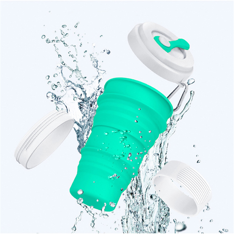 550ml Folding Silicone 10 kleur Draagbare Siliconen Telescopische Drinken Inklapbare koffie cup vouwen silica cup met Deksels Reizen