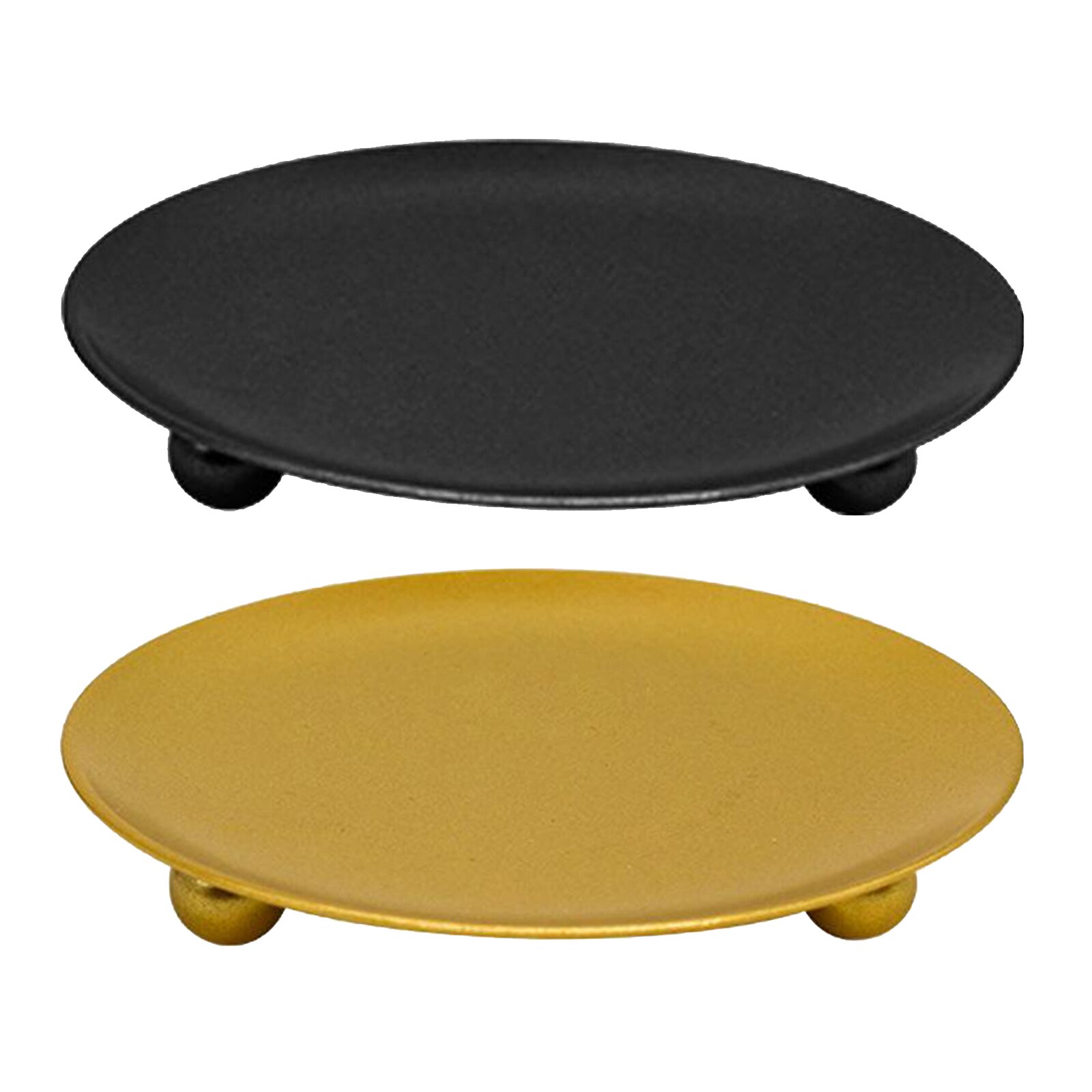 4x Iron Candle Holder Plate with Legs Candlestick Table Stand Bathroom Decor