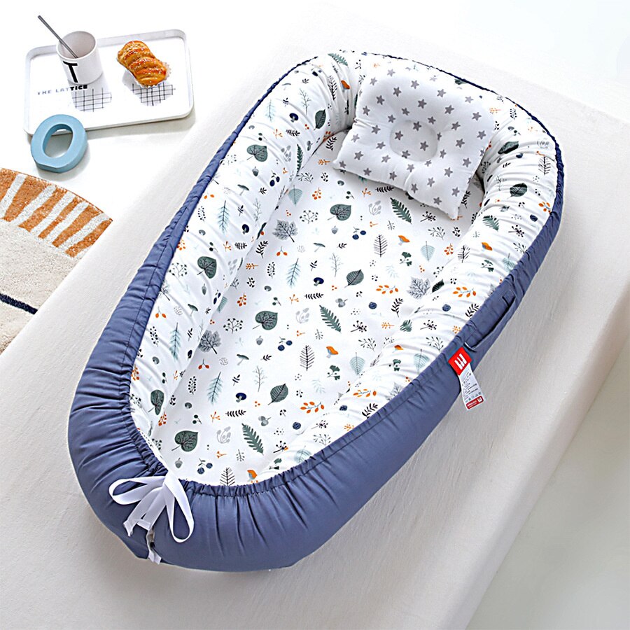 Baby Cradle Baby Cradle Newborn Mattress for Crib &amp; Bassinet Soft Multi Function for Thanksgiving: Grey Leaves cotton