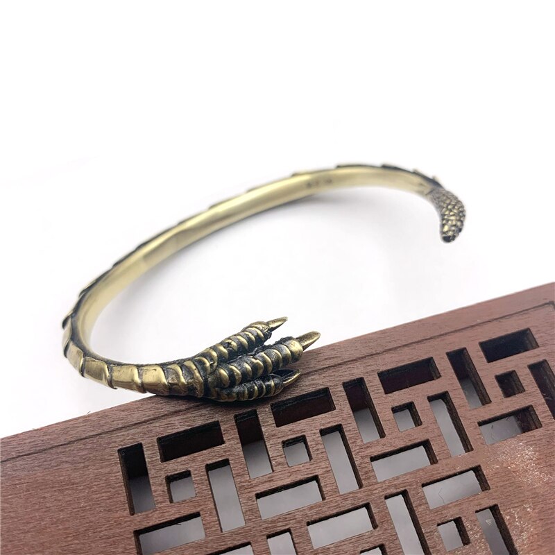 Eagle Claw Bangle Pure Brass Antique Craft Retro Copper Cuff Bracelet for Women Wristband Jewelry Trendy Men Bangles