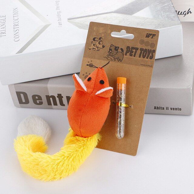 Pet Cat Toy Set Interactive Cats Teaser Toys Plush Mice with Catnips Long Tail Mouse Funny For Kitten: RED