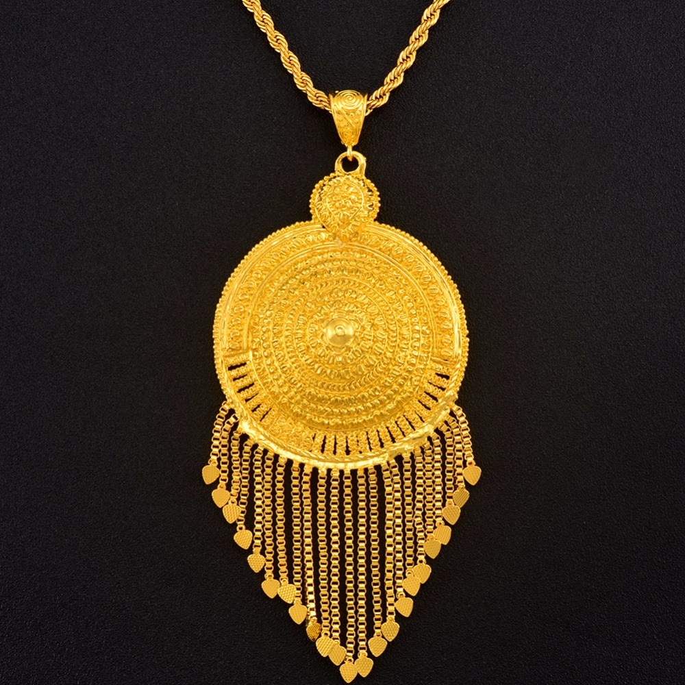 Collar con colgante grande africano Anniyo para mujer y hombre, Color dorado, joyas etíopes, Nigeria, Congo, Ghana, Arabia #125306