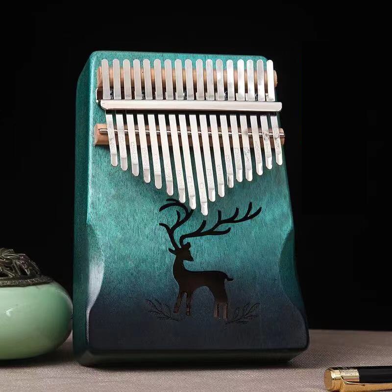Kalimba de 17 teclas, Piano de pulgar de madera de caoba de , cuerpo Mbira de África, instrumentos musicales con accesorios: Green 2