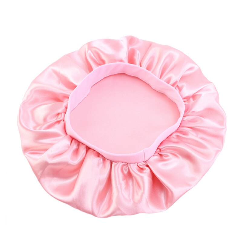 32cm Adjustable Solid Satin Bonnet Hair Styling Caps Silk Long Hair Care Women Night Sleep Hat Head Wrap Styling Accessories: Pink