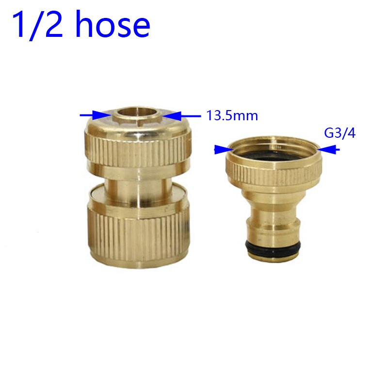 Haveslange 1/2 5/8 3/4 to 3/4 " hun lynkobling messing 16mm 20mm kobber metal gevind vandrør tilslutning 1 sæt: 1 i 2 slange