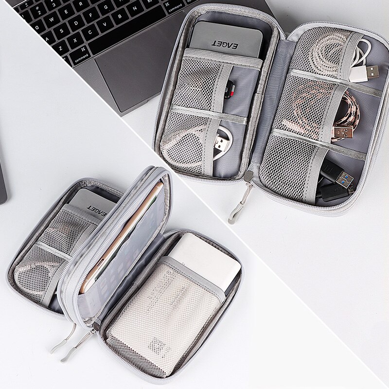 Portable Power Bank Bag USB Charger Gadgets Cables Wires Organizer Pouch Travel Electronic Accessories Protection Storage Case