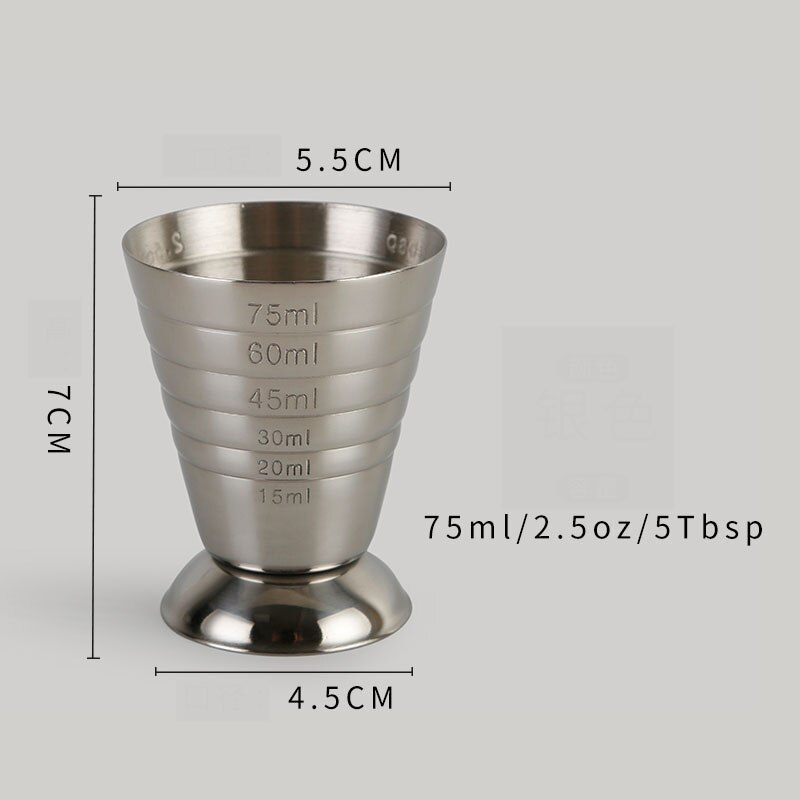 75ml / 2.5oz / 5 Tpsp Magic Measuring Cup Stainless Steel Ounce Cup Wine Bar Wine Scale Measuring Cup: Silver